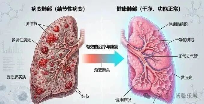 Nodular versus healthy lung illustration