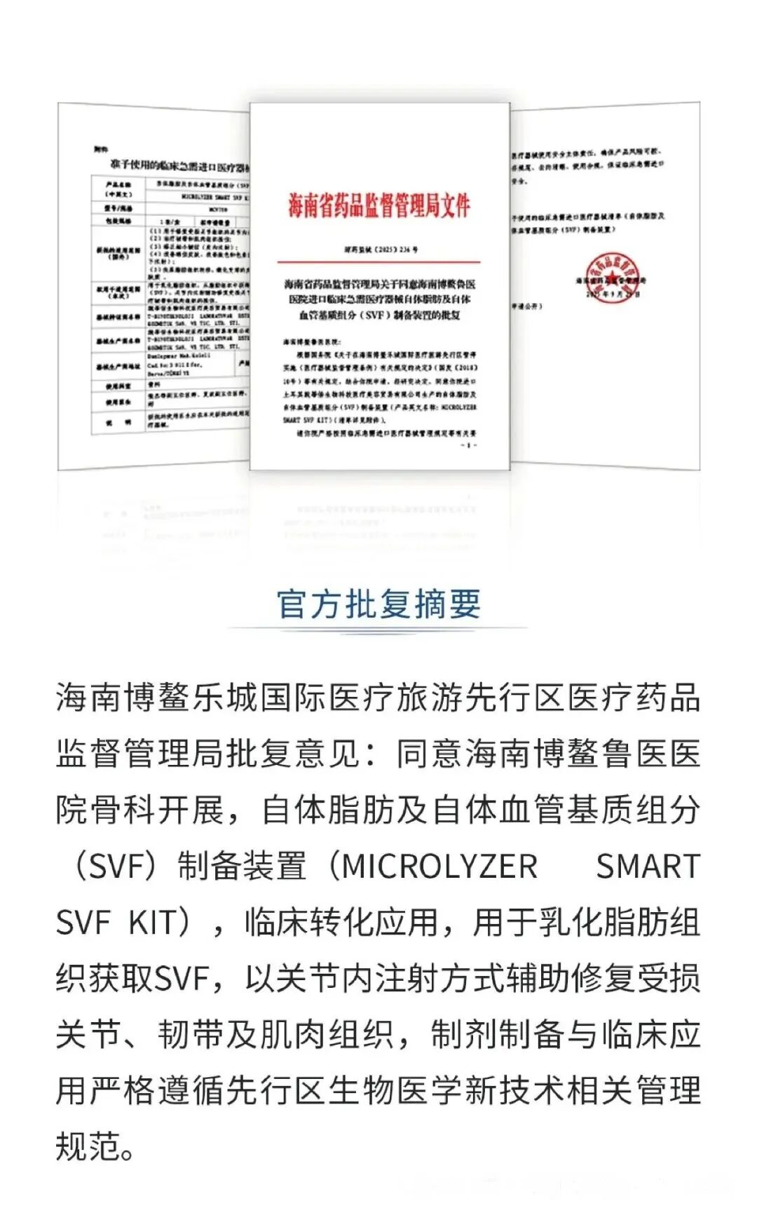 Official approval documents and summary
